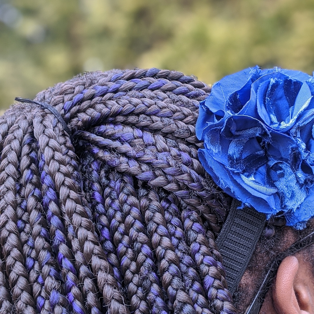 Fabric Pony Tail Band Blue Flower Hand Band